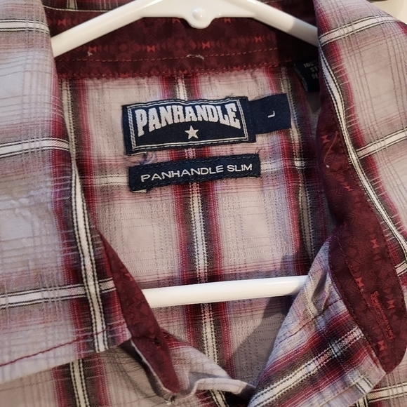 Mens VTG PANHANDLE SLIM plaid snap front Western Shirt sz L - Picture 3 of 8